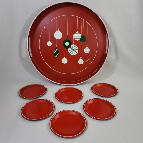 Vtg Himark 7-Piece Lacquerware Tray Set CHRISTMAS ORNAMENTS - Picture 16 of 16